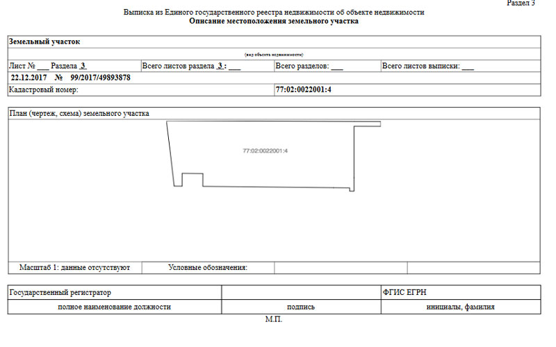 Образец ЕГРН пример выписка росреестр раздел 3 схема