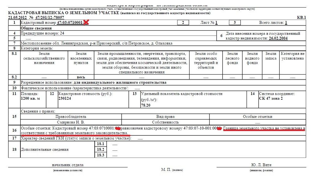 кадастровая выписка о земельном участке пример образец
