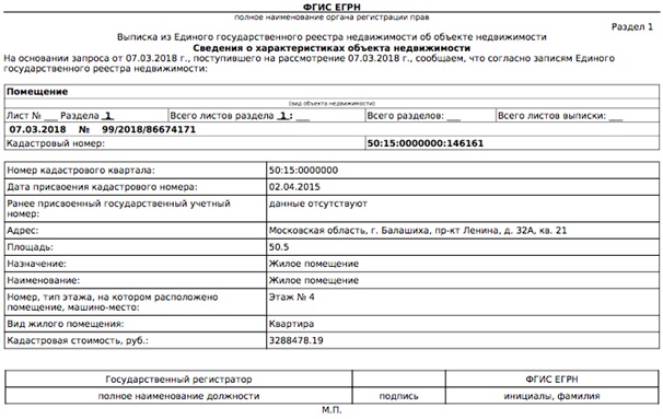 Сведения об основных характеристиках объекта недвижимости